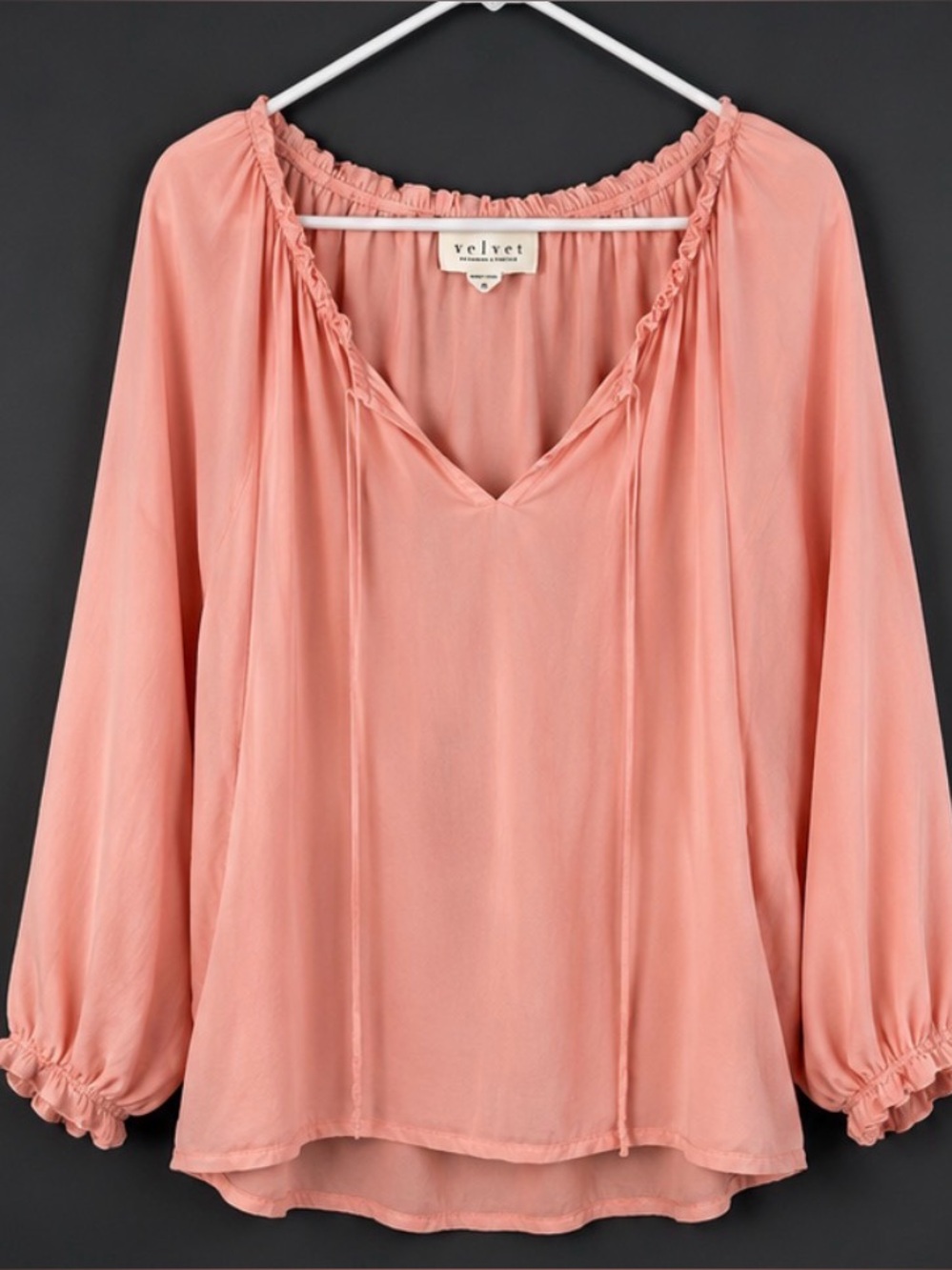 Velvet by Graham & Spencer Blush Pink Peasant Blouse Off Shoulder Top Size M